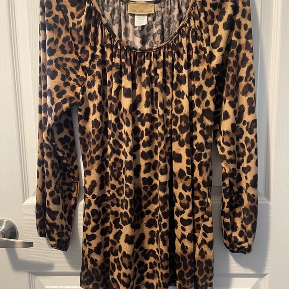 Ladies long sleeve polyester animal print blouse - Picture 1 of 4